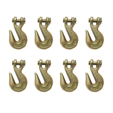 TIE 4 SAFE G70 3/8" Clevis Grab Hooks Tow Chain Hook Flatbed Truck Trailer Tie Down, 8PK FH406-38-8